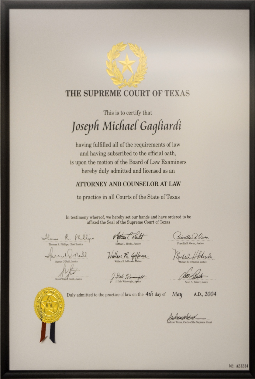 Supreme Court of Texas - Attorney and Counselor at Law